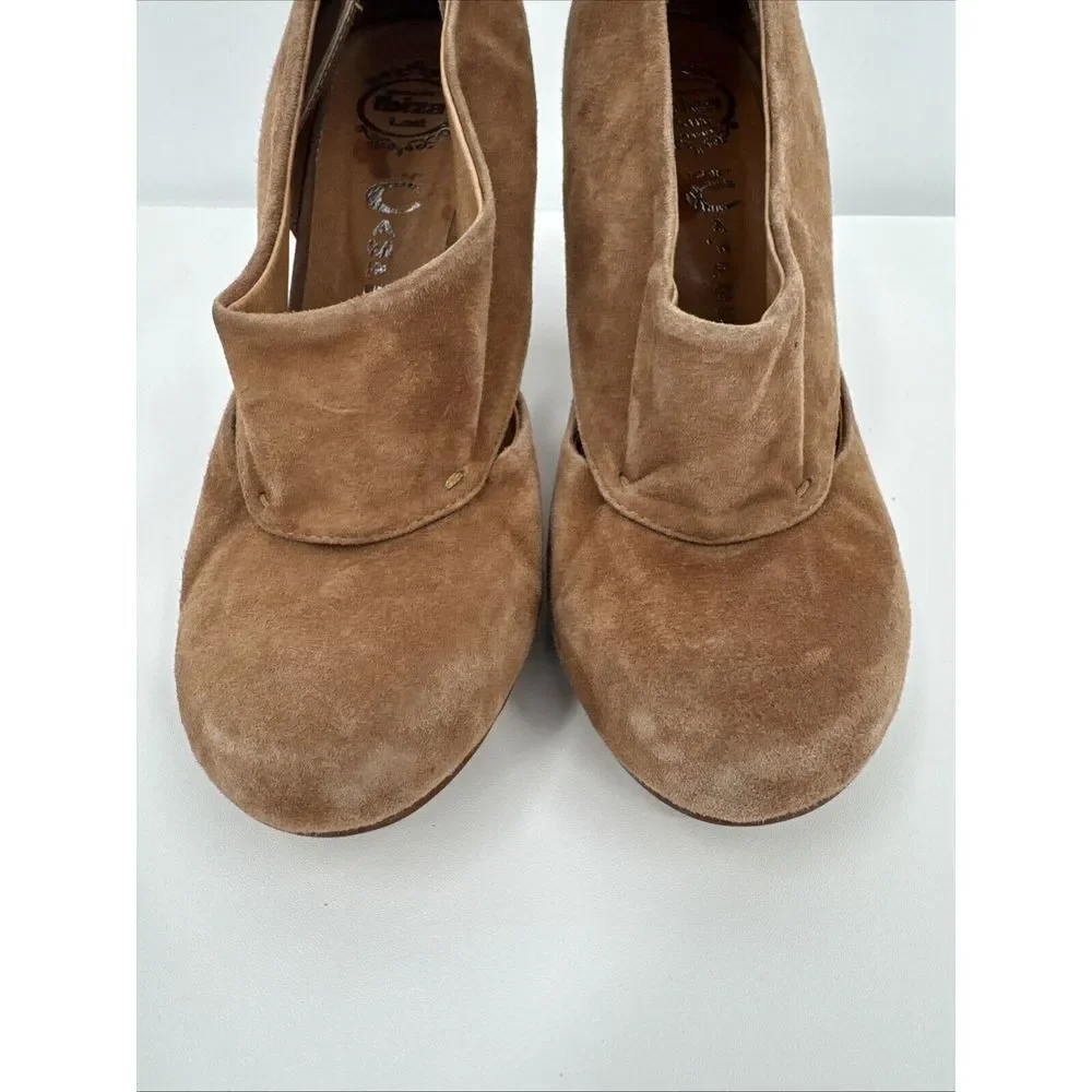 Jeffrey Campbell Handmade Ibiza Mabel Tan Suede Leather Heels Cutout‎ Tassel